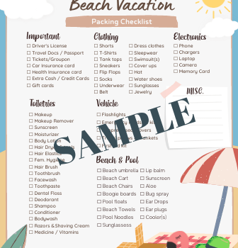 Downloadable Beach Trip Packing List